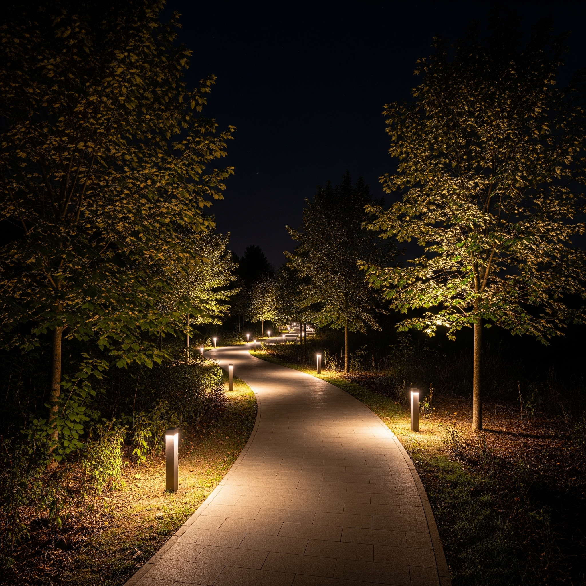 Iluminación sendero residencia fiestas mayo 2025